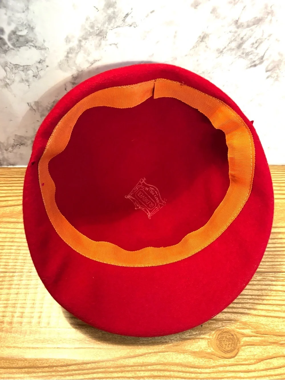 Vintage Glenover Henry Pollak Co NY Red Wool Cloche Hat with Bow Mid-Century